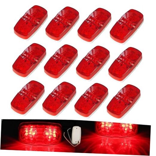  12 Pcs Red Trailer RV Side Marker LED Light, Bullseye/TigerEye/Double 12*Red