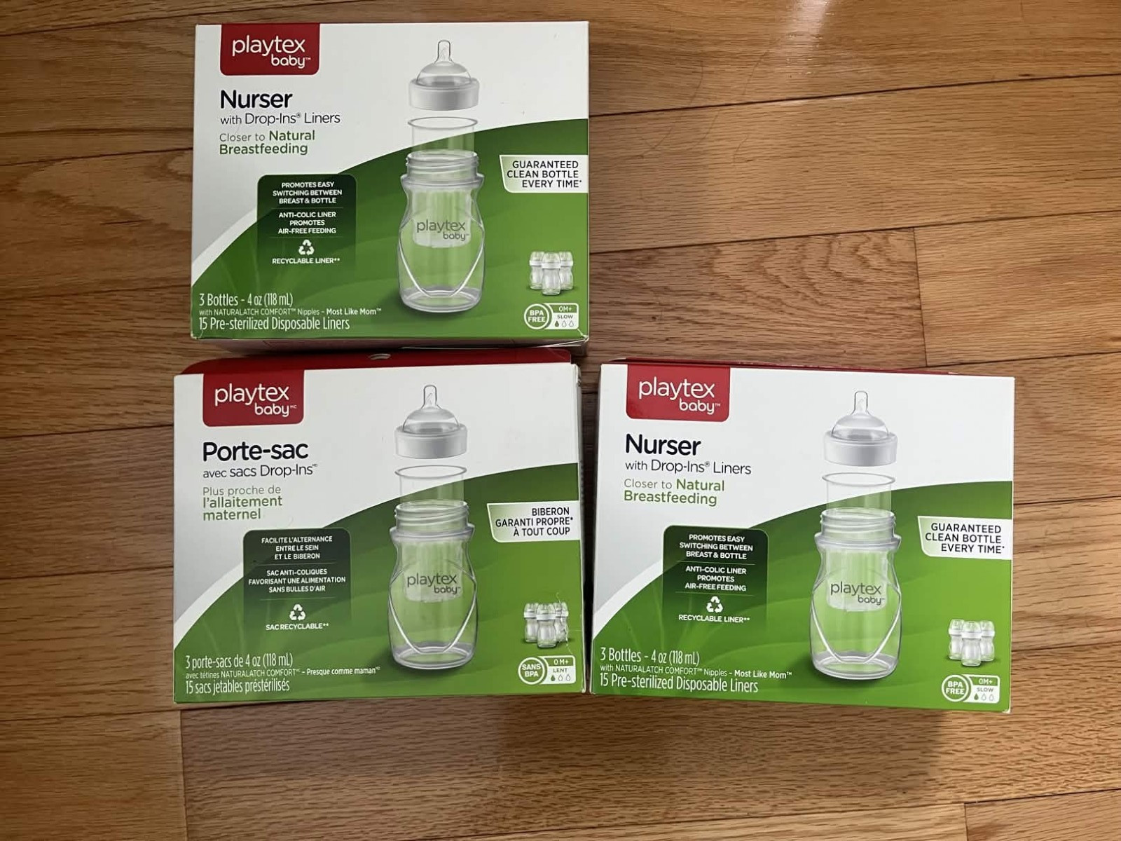 Playtex Baby Nurser Anti-Colic Bottles Drop-Ins Liners 15 Pre-Sterilized 3-Pack