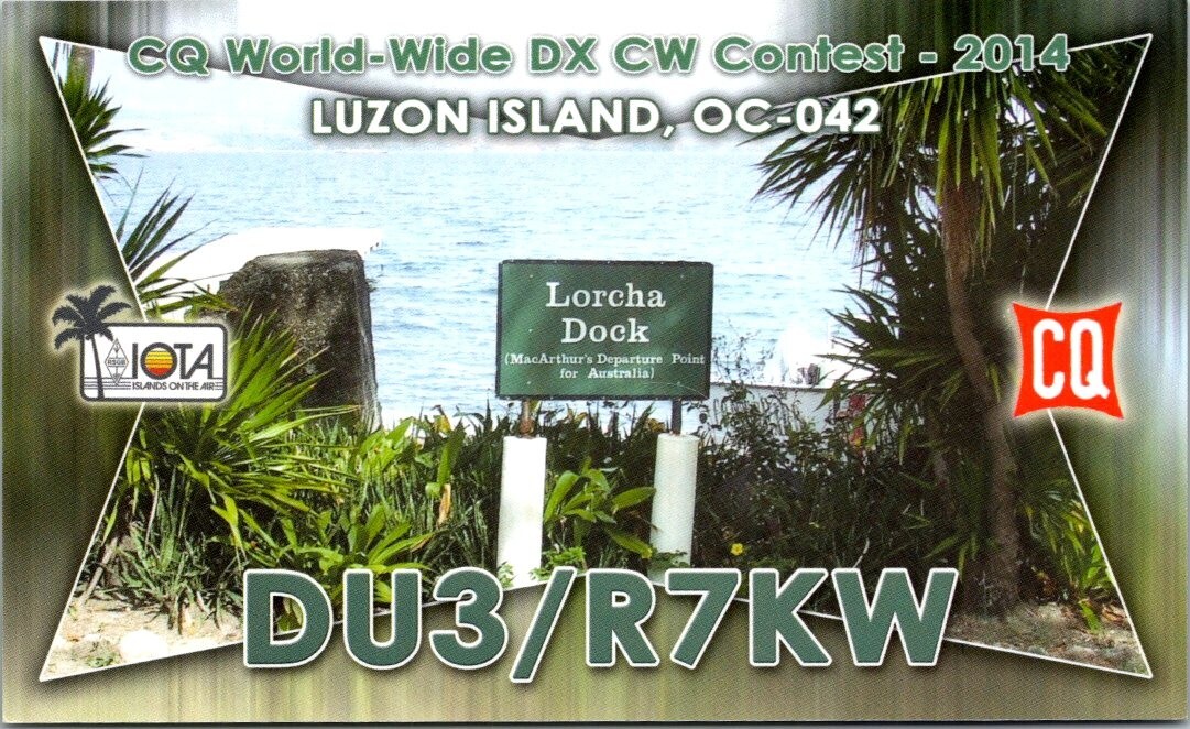 VTG HAM RADIO CQ QSL QSO CARD DU3/R7KW LUZON ISLAND LORCHA DOCK