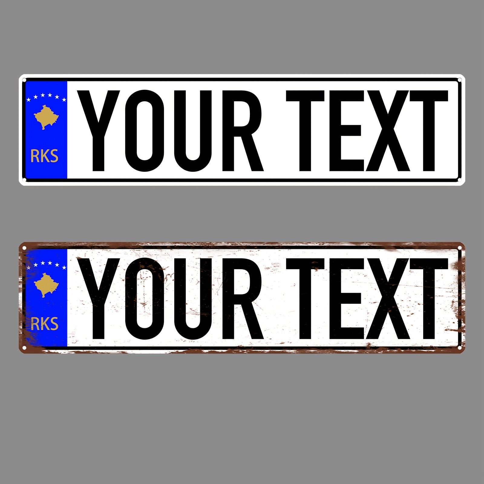 2D Flat Personalized Text Vintage Style Kosovo Metal Sign  Wall Hanging