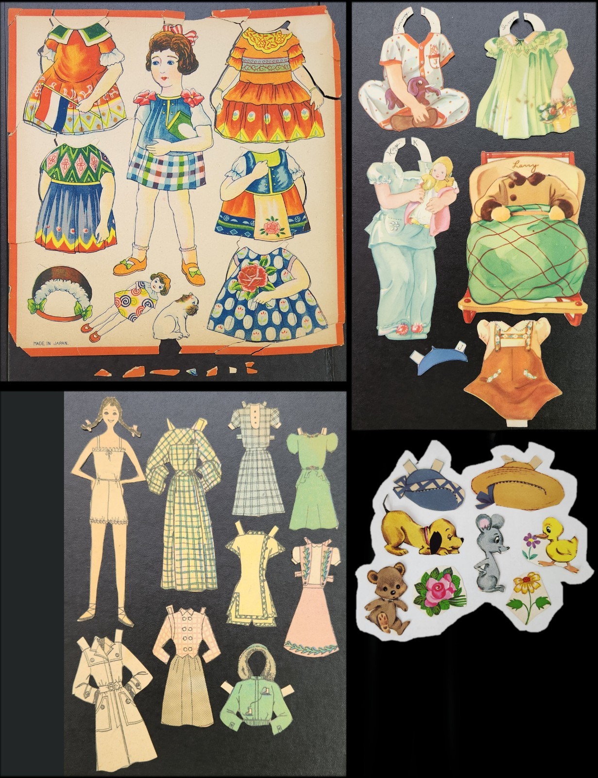 Paper Dolls Lot Japan 1920s Baby Merrill 1930s Pigtails Magazine 1950s Vintage