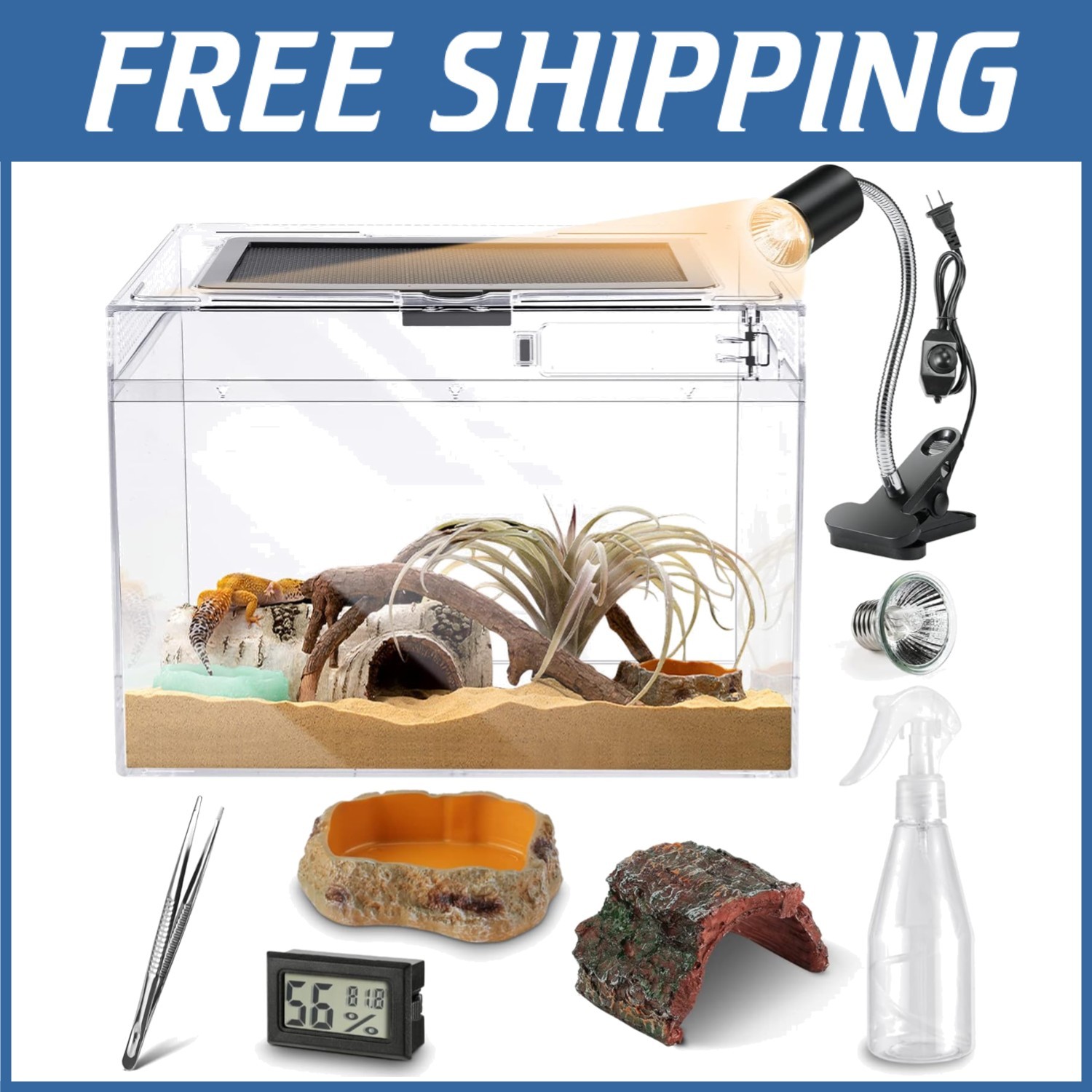 7-Piece Reptile Starter Pack w/ Hygrometer