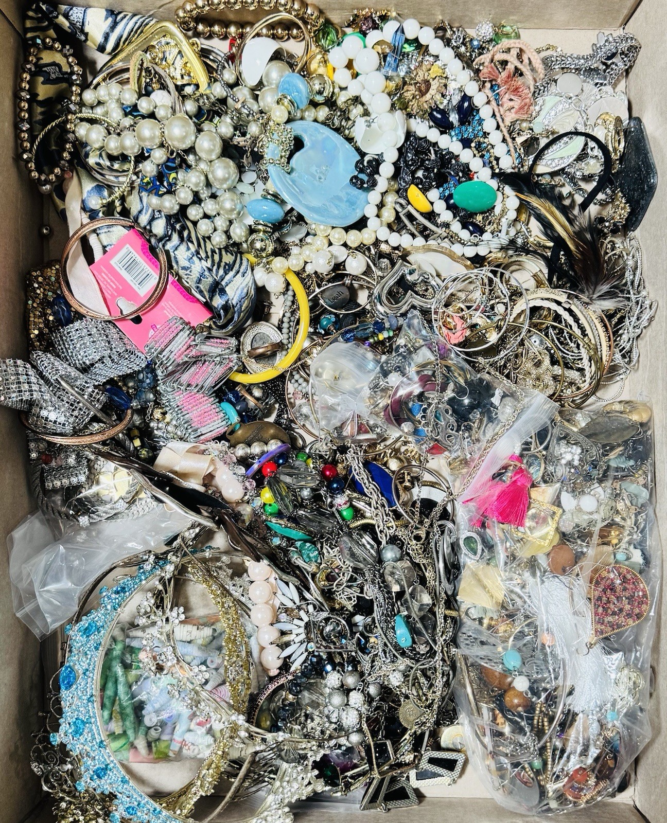 10 Lbs Repurpose Craft Jewelry Lot Wearable Rhinestone Beads Chains Mixed
