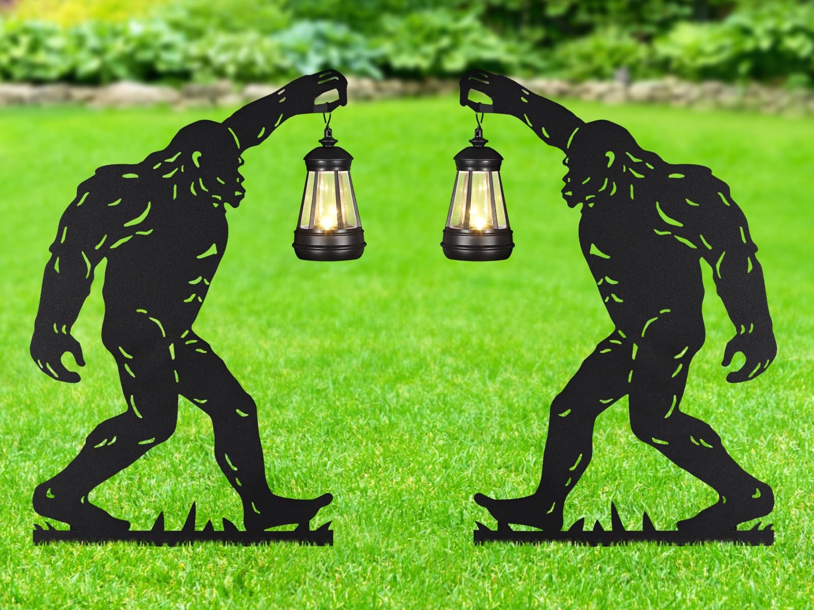 2Pack Solar Outdoor Garden Lights Stakes Solar Metal Bigfoot Lawn Deco Statue...