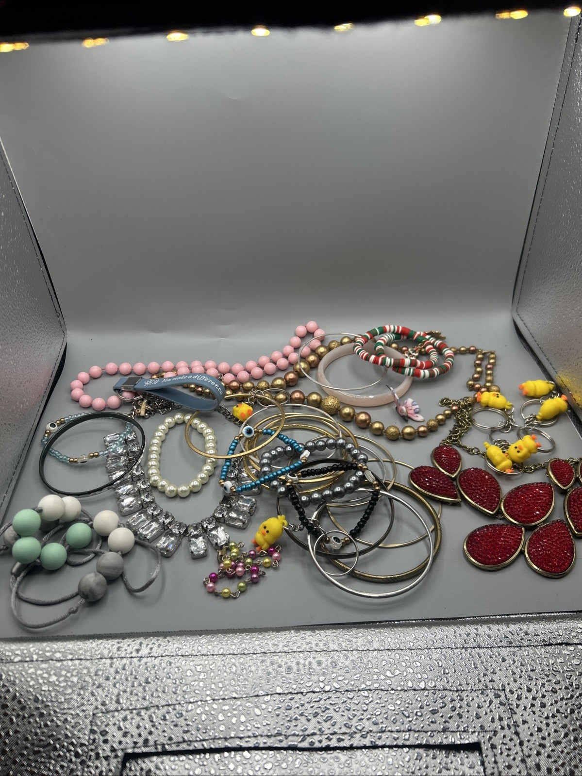 Lots Of Costume Jewelry Necklaces And Bracelets And Some Keychains For Crafting 