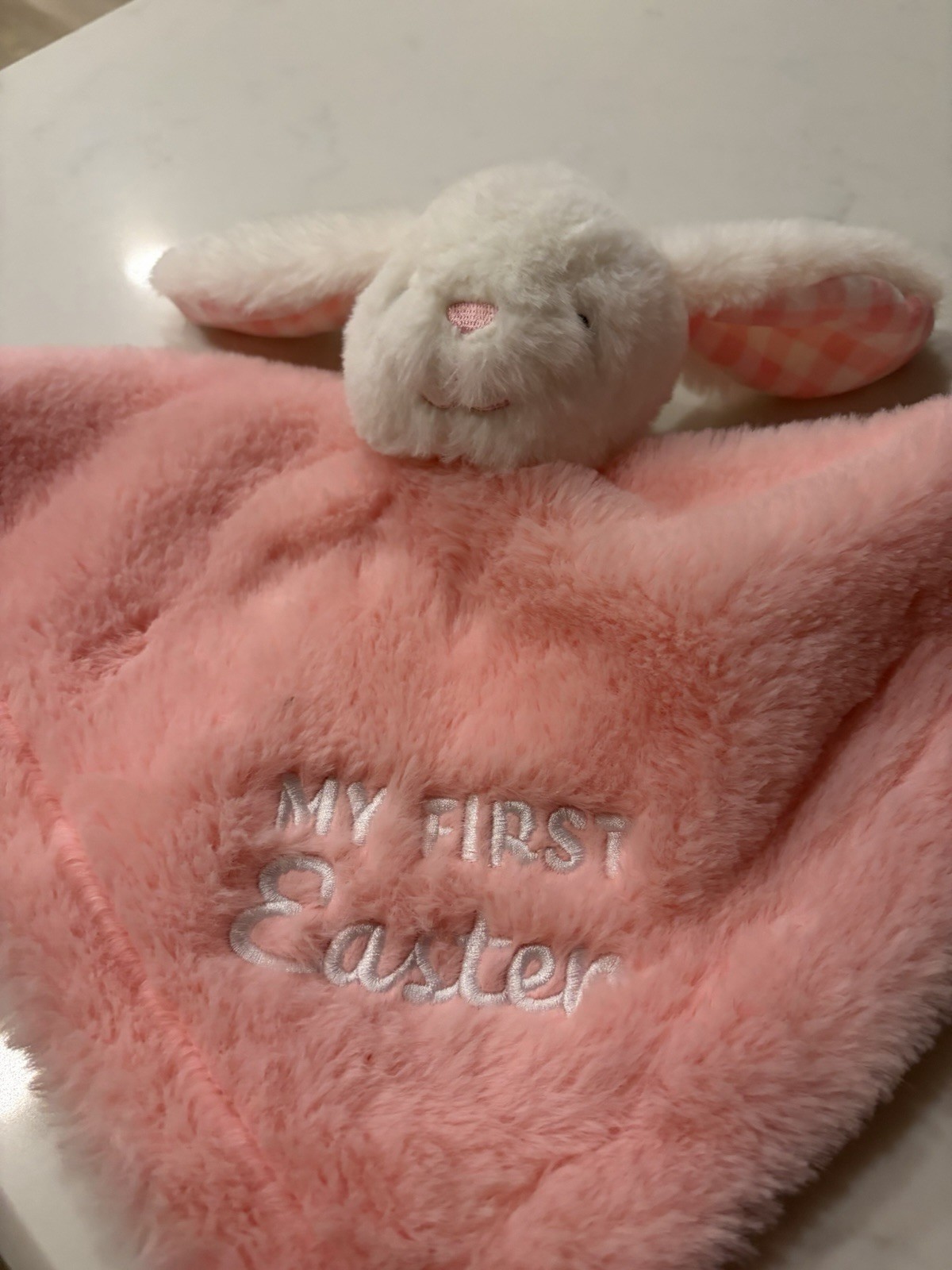 Baby Bunny Lovey Security Blanket Pink My First Easter Plush Rabbit Blankie
