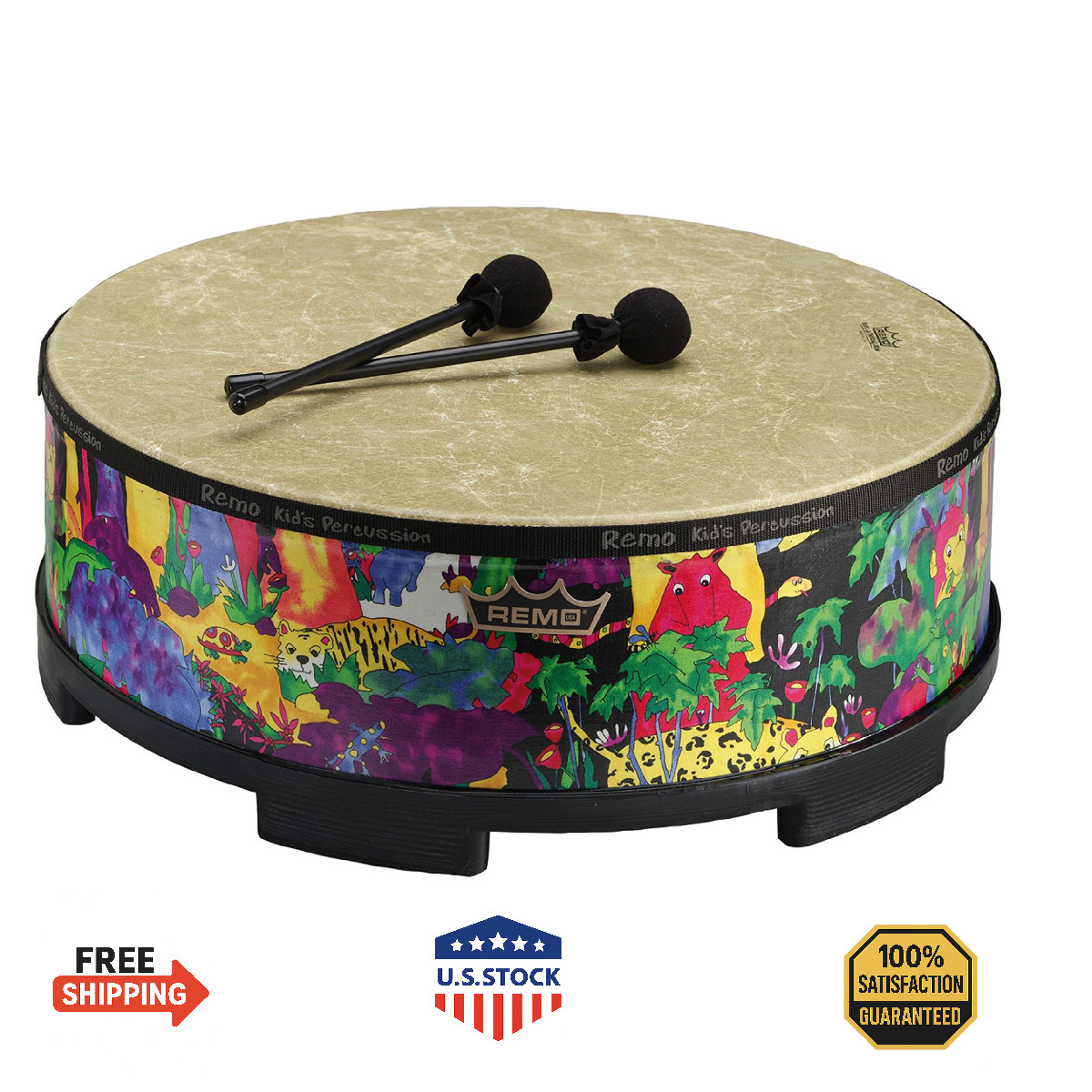 Remo KD-5816-01 Kids Percussion Gathering Drum - Rain Forest, 16"
