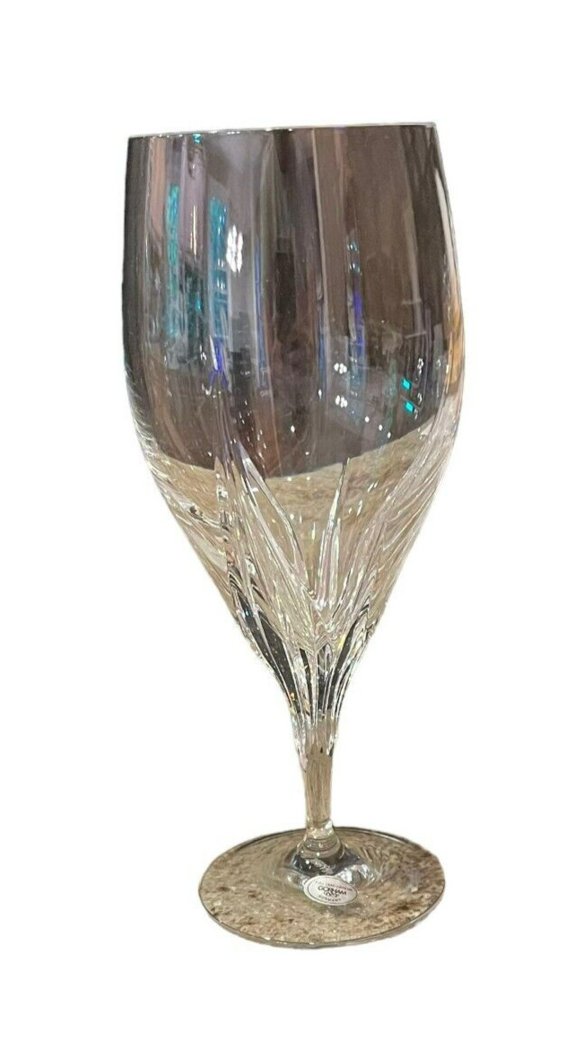 Gorham Sundance Clear Full Lead Crystal Glass 8inch High Water Wine Goblets 10oz
