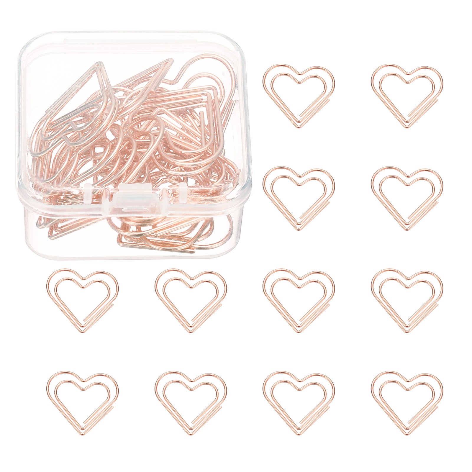 20pcs Rose Gold Plated Paper Heart Clip
