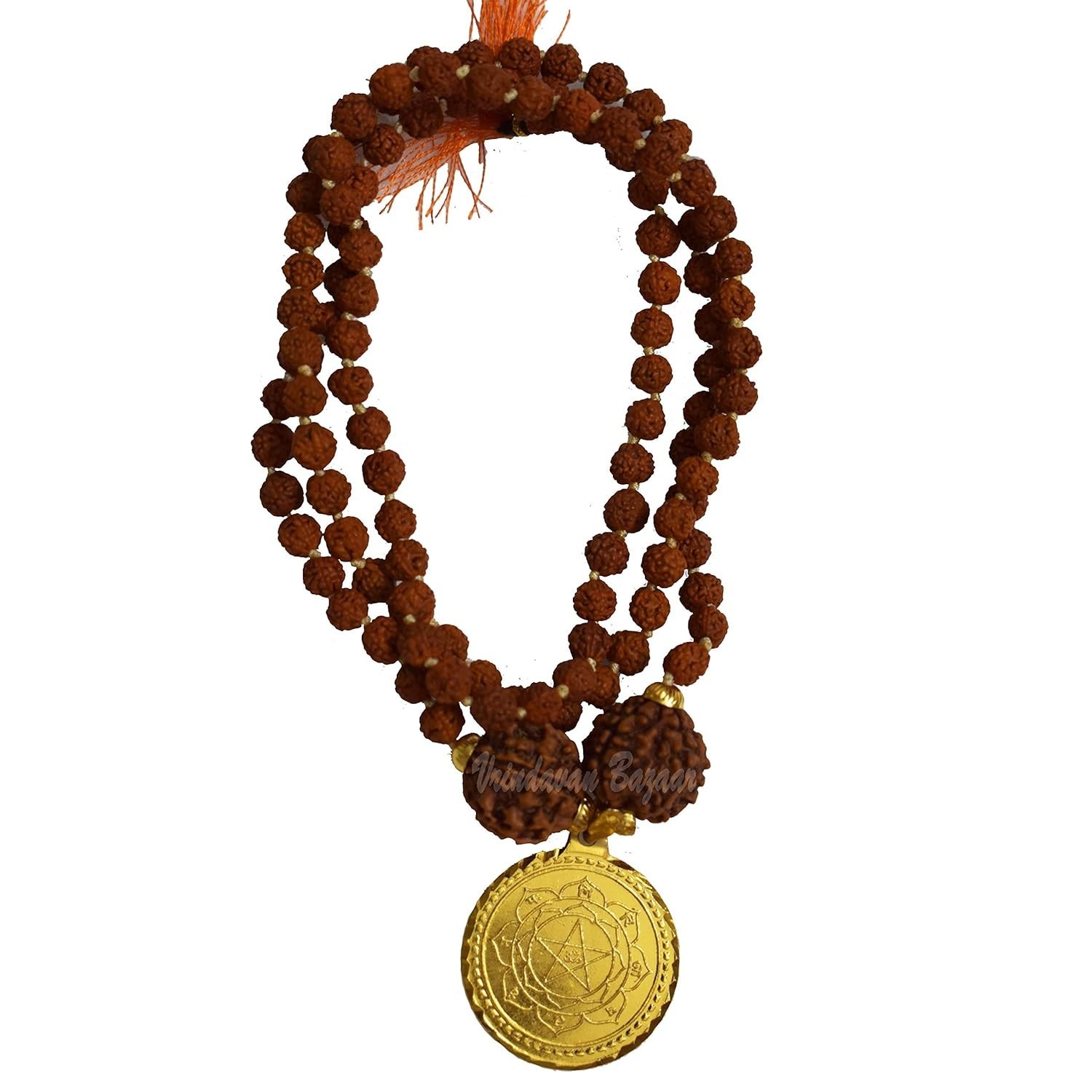 Mahamrityunjay Ashtadhatu Yantra Pendant with 5 Mukhi Rudraksh