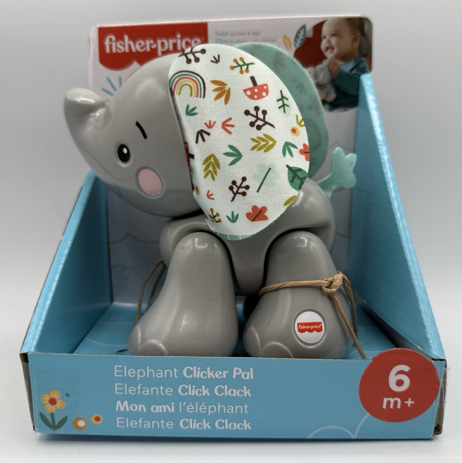 Fisher-Price Elephant Clicker Infant Fine Motor Toy for Sensory Play Ages 6 M +