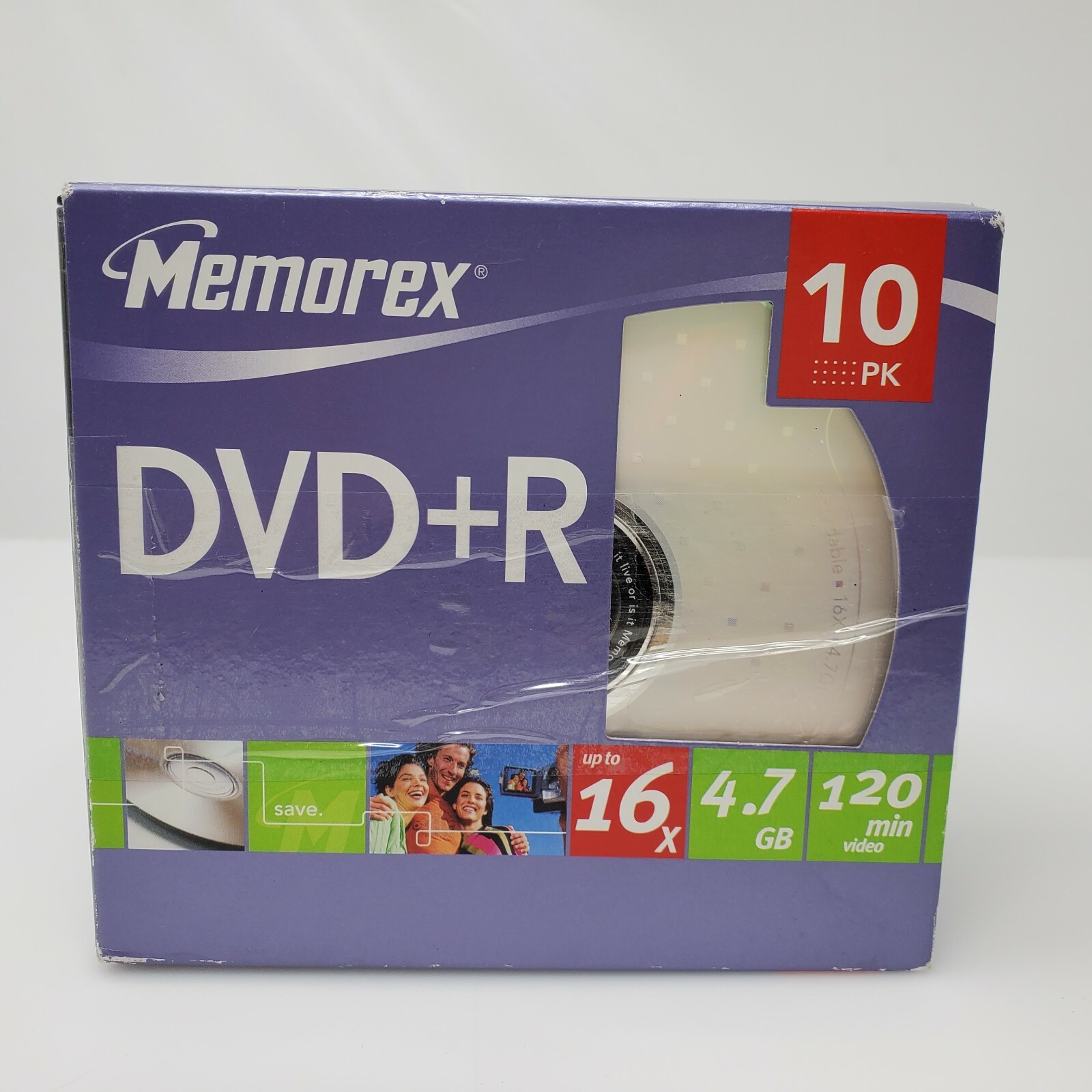 Memorex DVD+R 10 Pack 16X, 4.7GB, 120 min Not Sealed Open Box