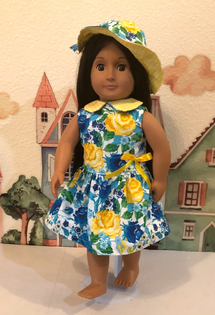 18 Inch Doll Clothes - Handmade Dress & Hat to Fit American Girl type Dolls