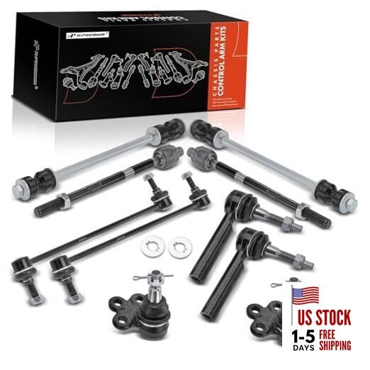  Set of 10, Front ower Ball Joint, Inner Outer Tie Rod End, Front & Rear Sway 