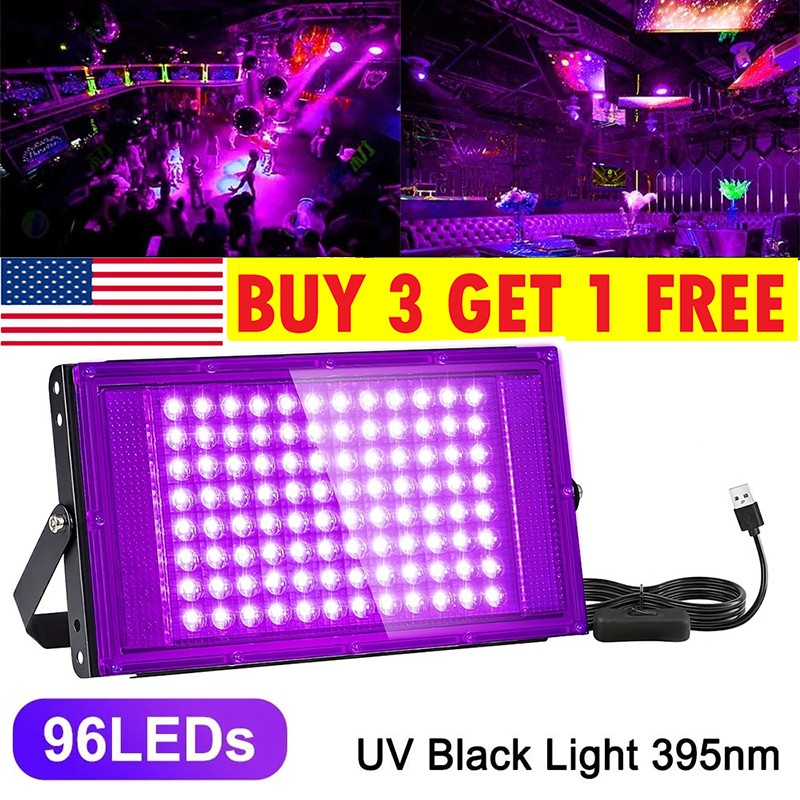 395nm UV Black Light Ultraviolet LED Floodlight Dimmable USB Stage DJ Flood Lamp