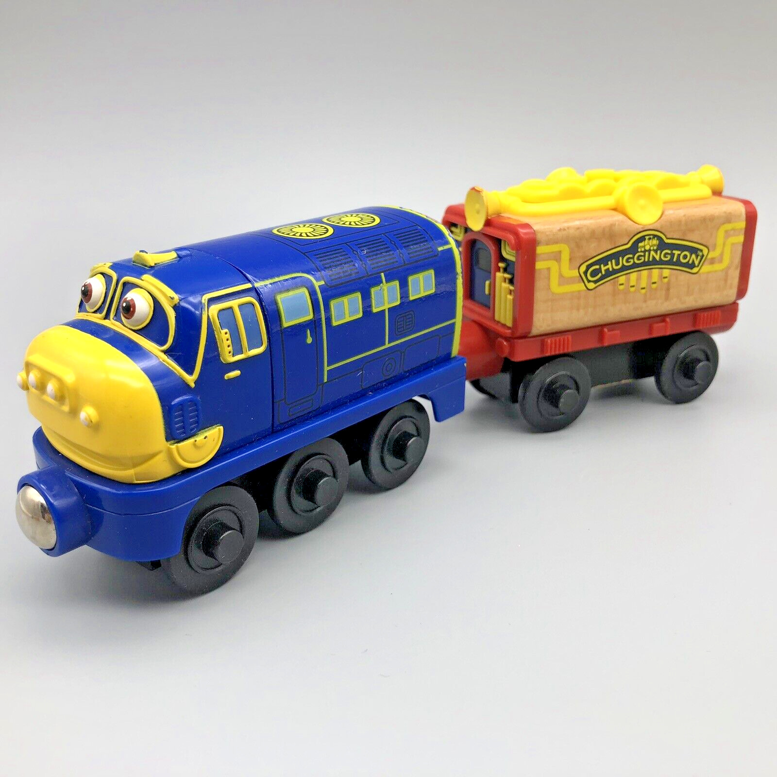 Tomy Chuggington Wooden Railway Trains Magnetic Lot of 2 Musical Car & Brewster