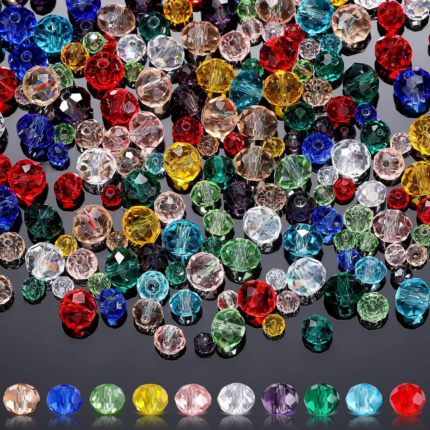 1000 Pcs Glass Beads Bulk Assorted Crystal Beads for Jewelry Making Colorful Fac