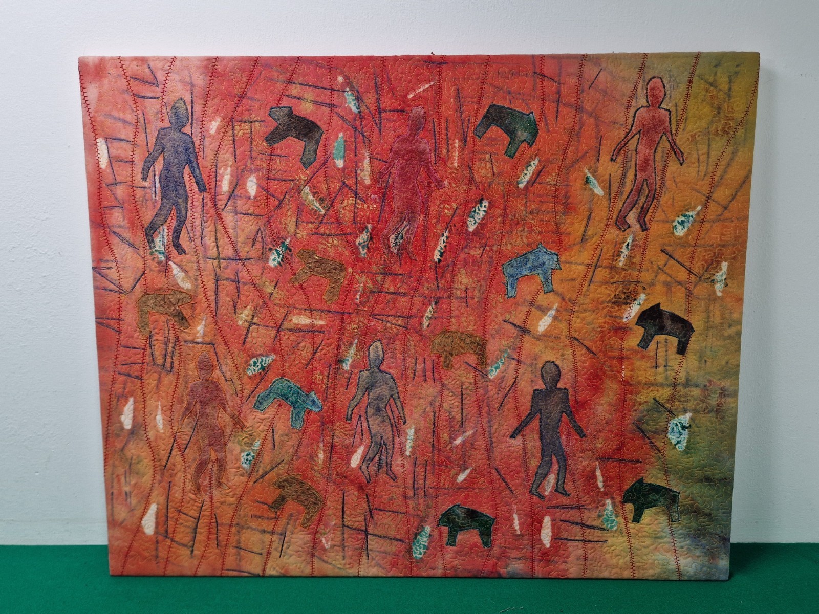 Large Handmade Quilted Fabric Abstract Fabric textile Wall Art