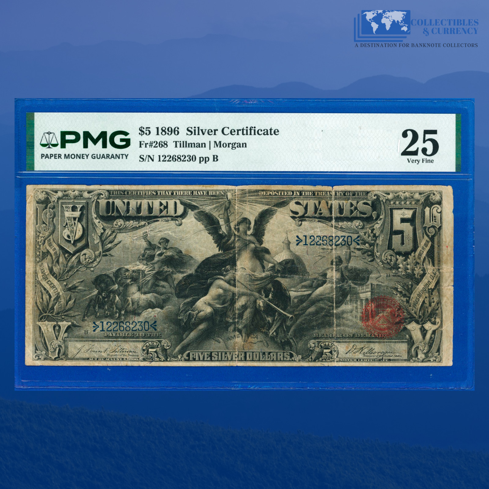 Fr.268 1896 $5 Silver Certificate "EDUCATIONAL NOTE", PMG VF 25 #68230