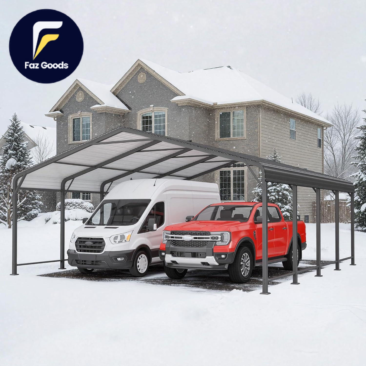 20' X 20' Metal Carport with Updated Roof & Enhanced Base Heavy Duty Canopy