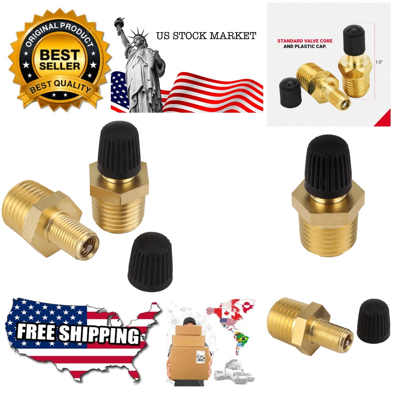 S-684-4 1/4" MNPT Male Tank Valve, includes Protective Caps Pack of 2