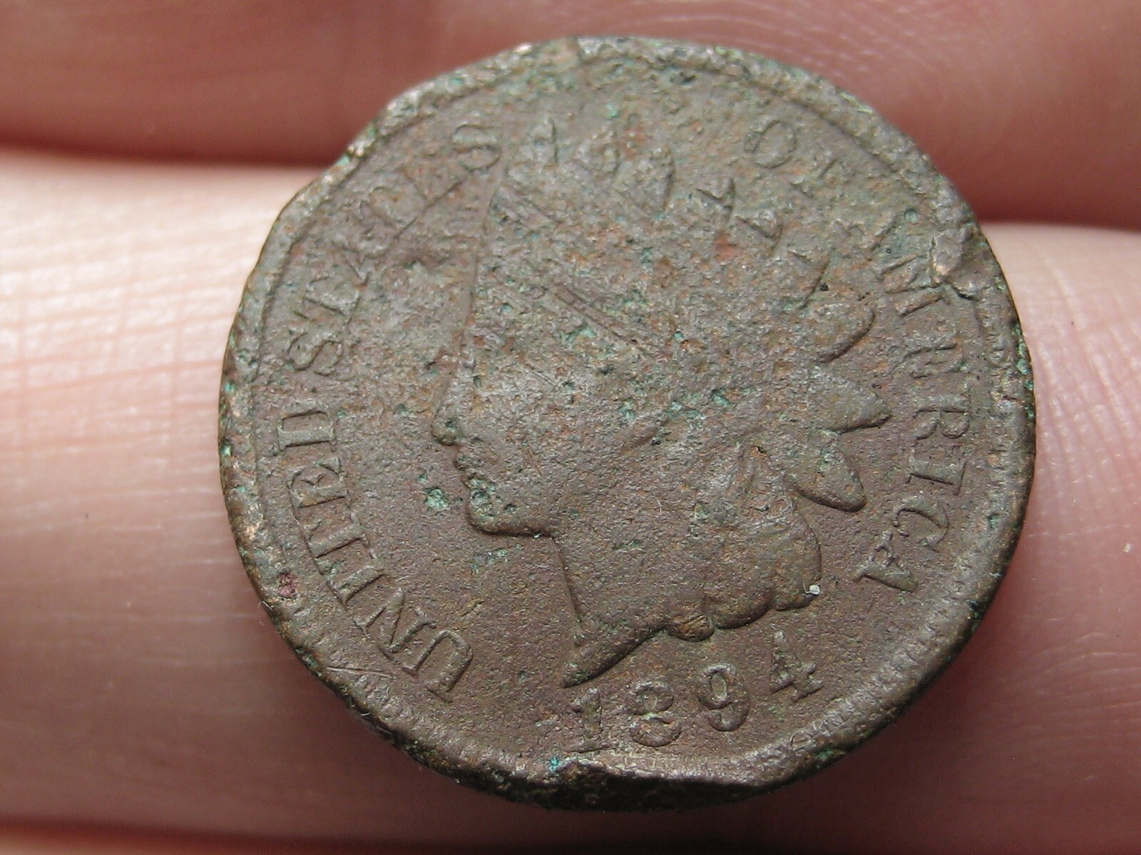 1894 Indian Head Cent Penny, VG Details