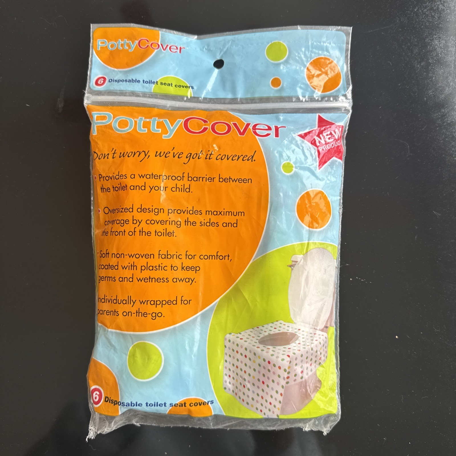 PottyCover Disposable XL Toilet Covers Waterproof 6PK Indiv Wrapped | NEW 