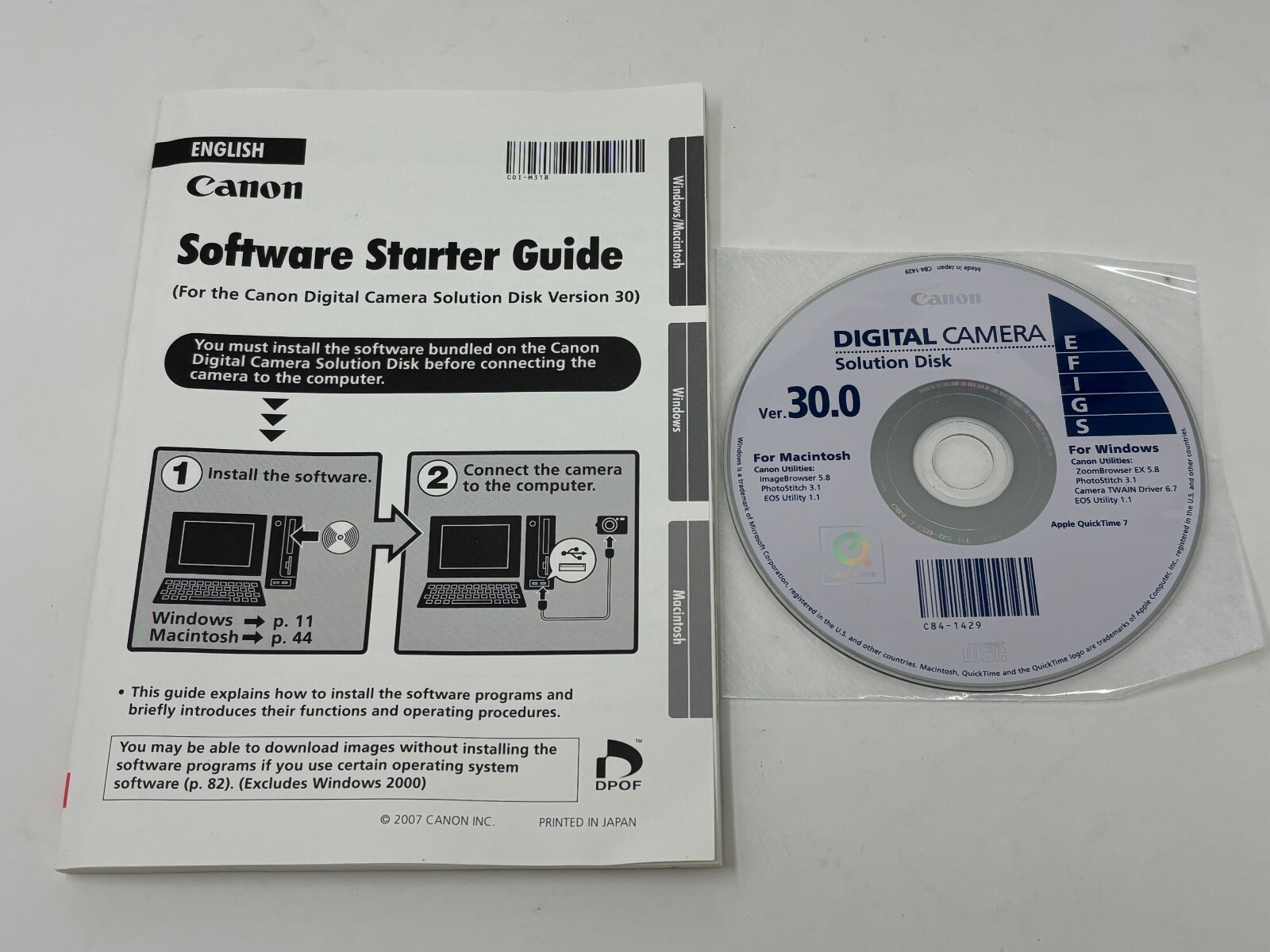 Canon Digital Camera Solution Disk Ver. 30 & Software Starter Guide
