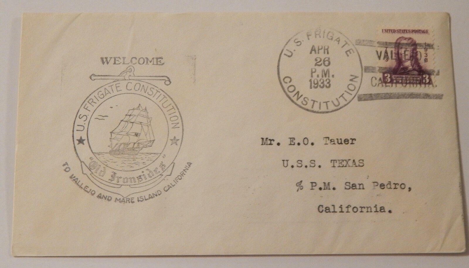 USS Constitution frigate "Old Ironsides" April 26 1933 Vallejo California