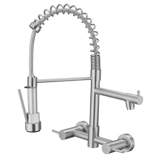  Wall Mount Kitchen Faucet,Commercial Brushed Nickel (Wall Mount) Contemporary