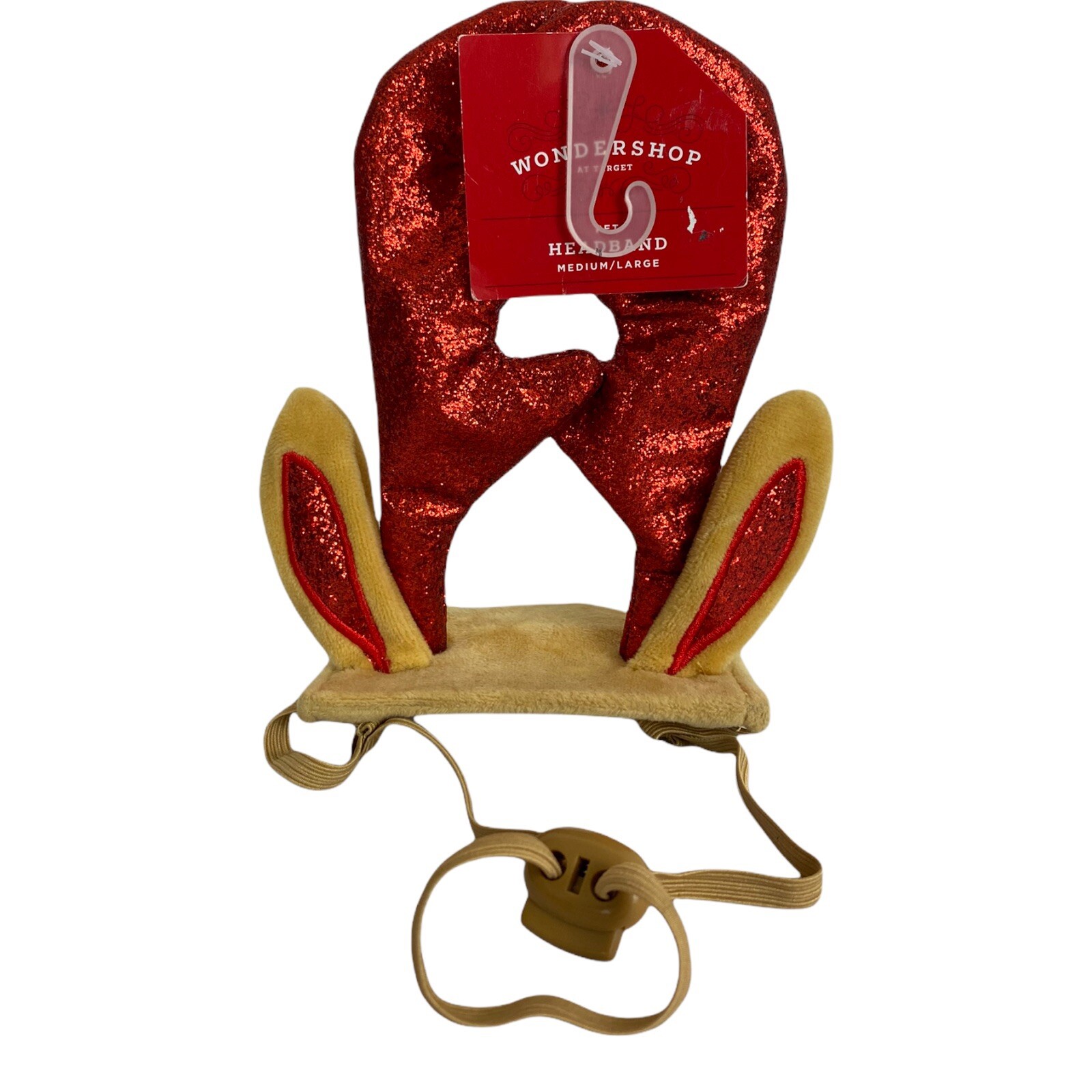 Wondershop Holiday Reindeer Pet Headband Size XL Red Glitter Antlers Dog