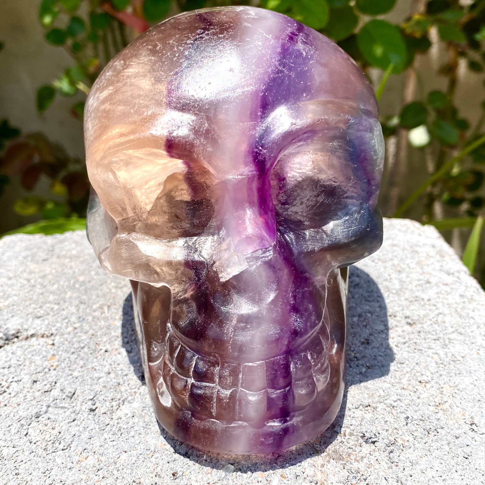3.75LB Natural Fluorite Skull Quartz Manual Sculpture Crystal Skull Healing.CB67