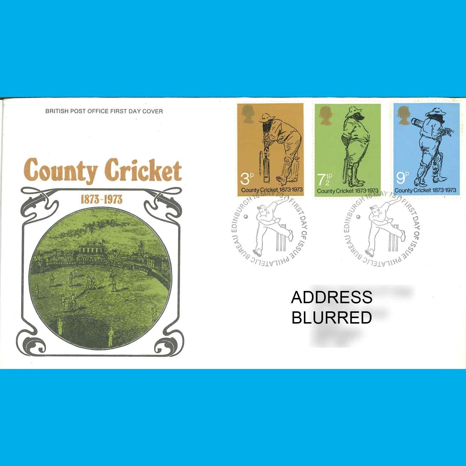 UK FDC County Cricket 1873-1973, Post Office First Day Cover, 16.5.1973