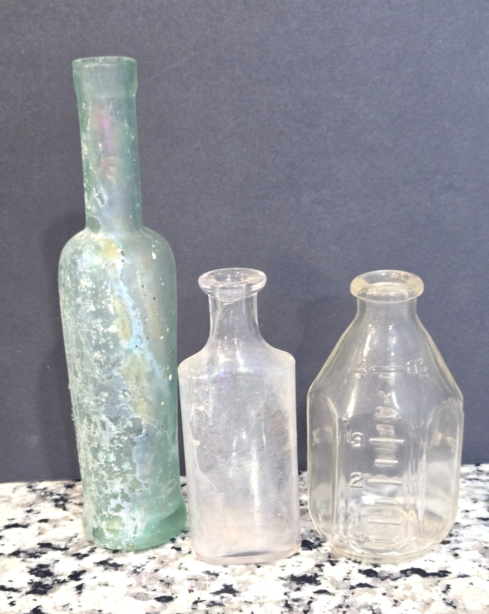 Vintage Glass Medicine Bottles & Pyrex Baby Bottle - Lot Of 3
