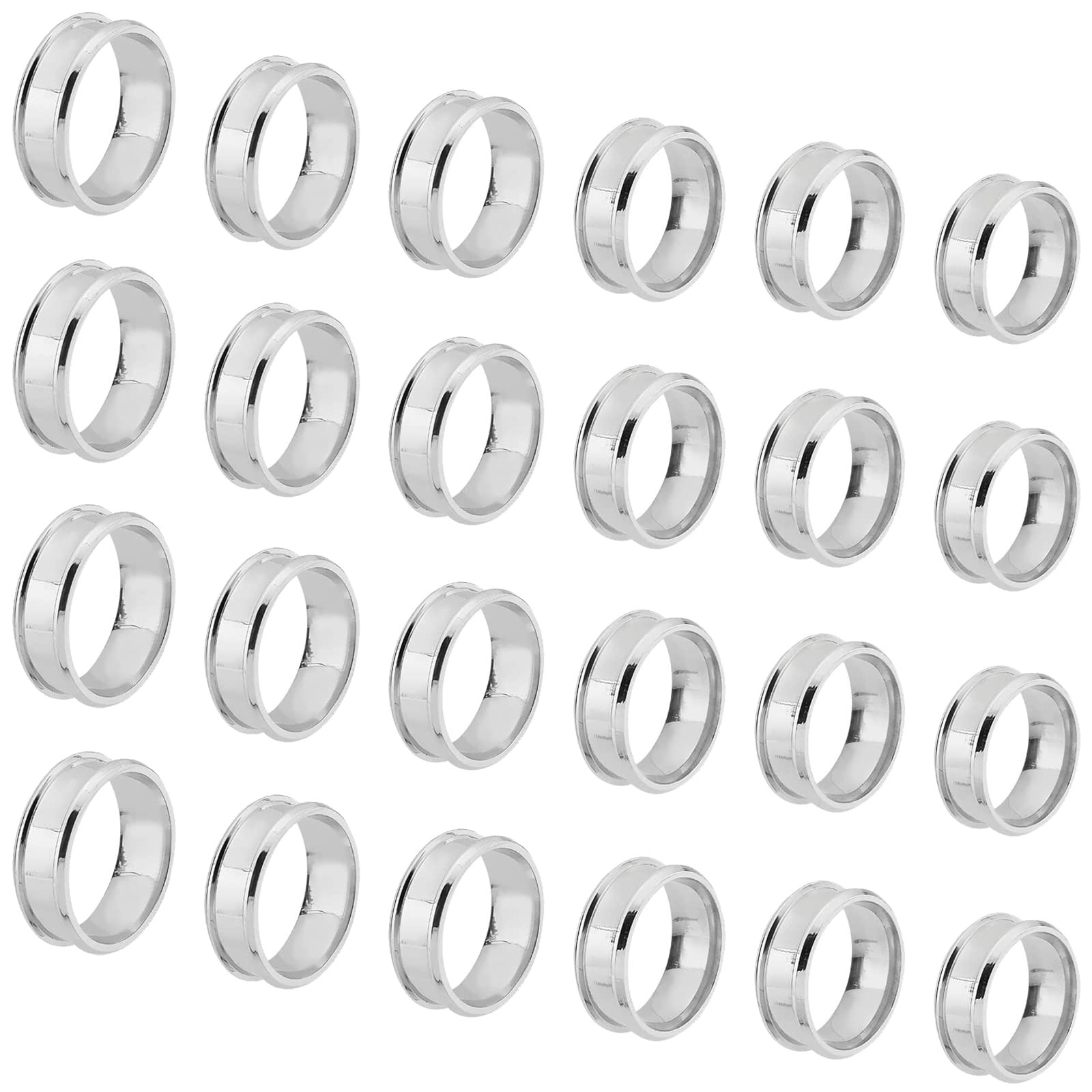 UNICRAFTALE 24pcs 6 Sizes Stainless Steel Size 7-12, Color 