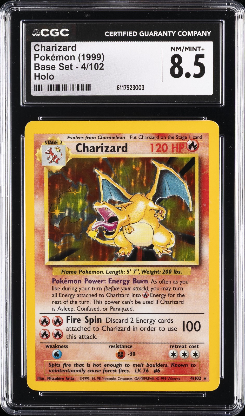 1999 BASE SET #4 CHARIZARD CGC 8.5