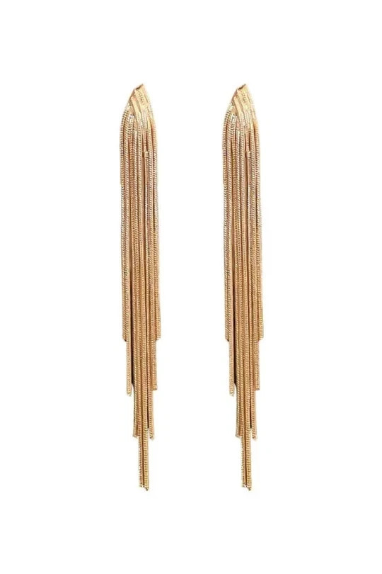 18K Yellow Gold Over Long Tassel Earrings For Women's Length: 9.5cm Width: 1cm