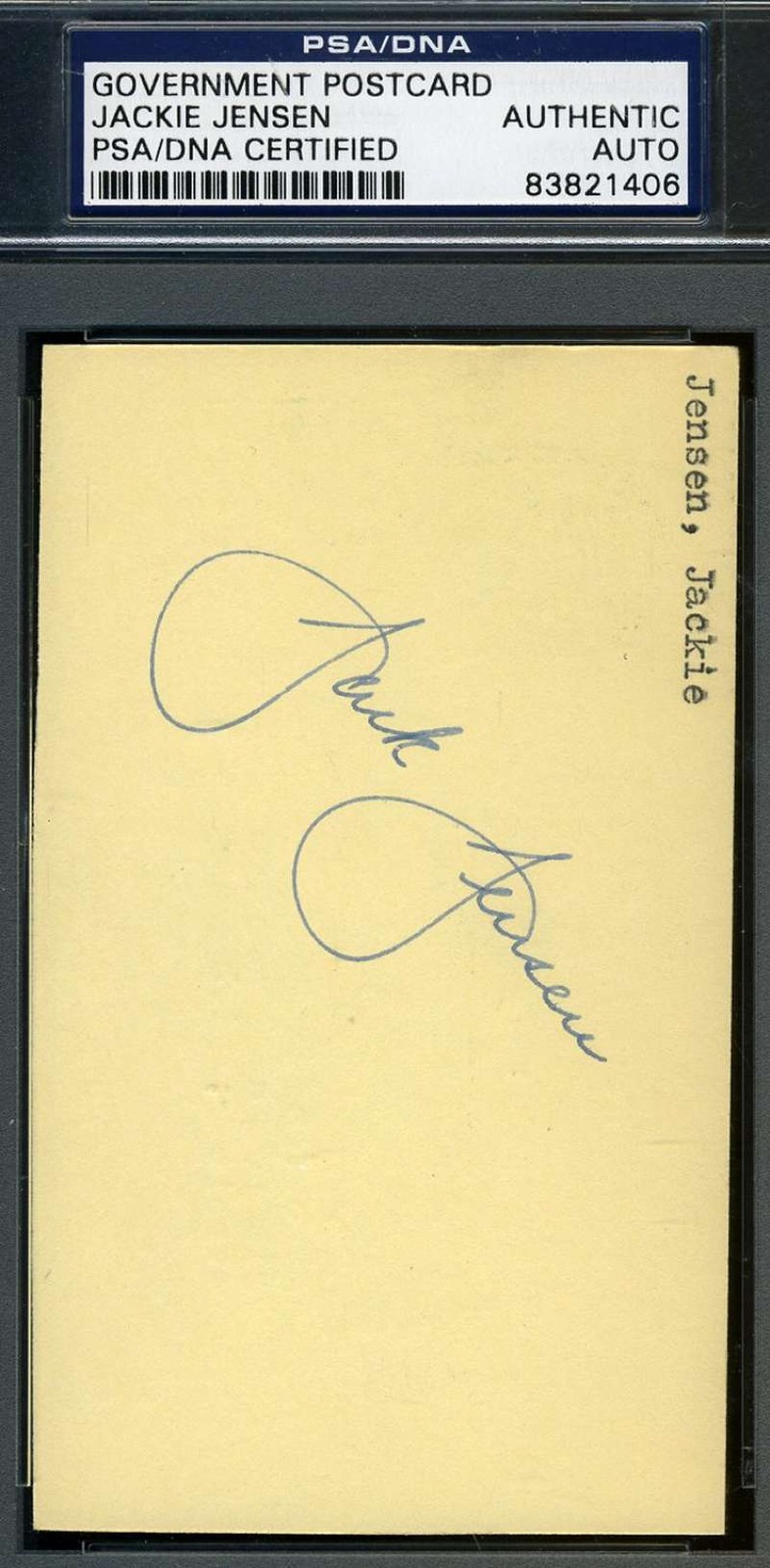 Jackie Jensen 1957 Signed Psa/dna Cert Gpc Govt Pc Authentic Autograph