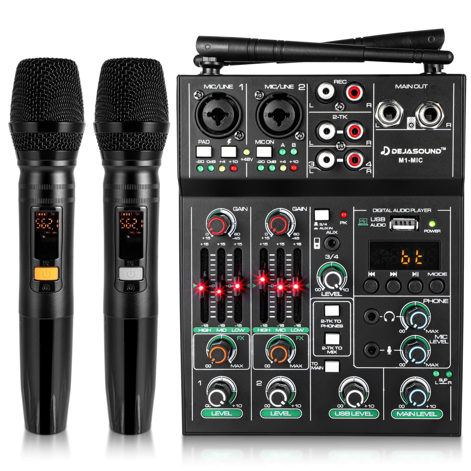 Pro 5 Channel Audio Mixer Mic Set for Live Streaming, Family Karaoke, Studio ...