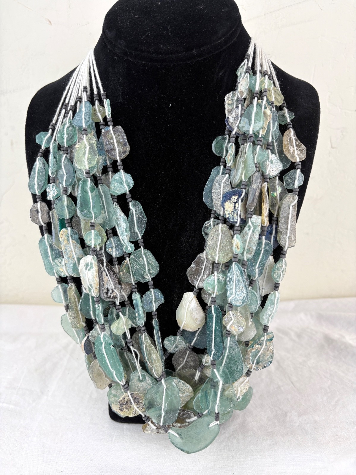 Lot of 11 Ancient Blue Roman Glass Necklace c2000 years old