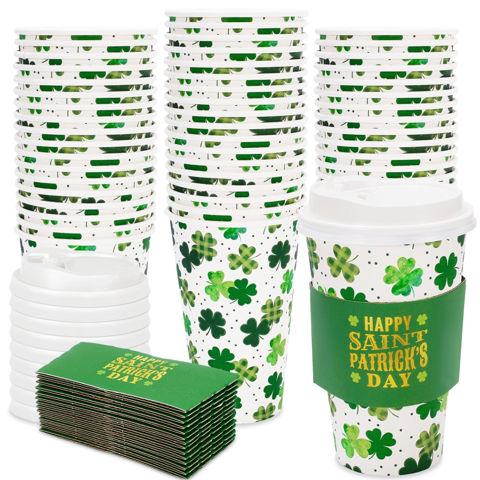 JarThenaAMCS 48 Pack St. Patrick's Day Disposable Coffee Medium, Multicolor 