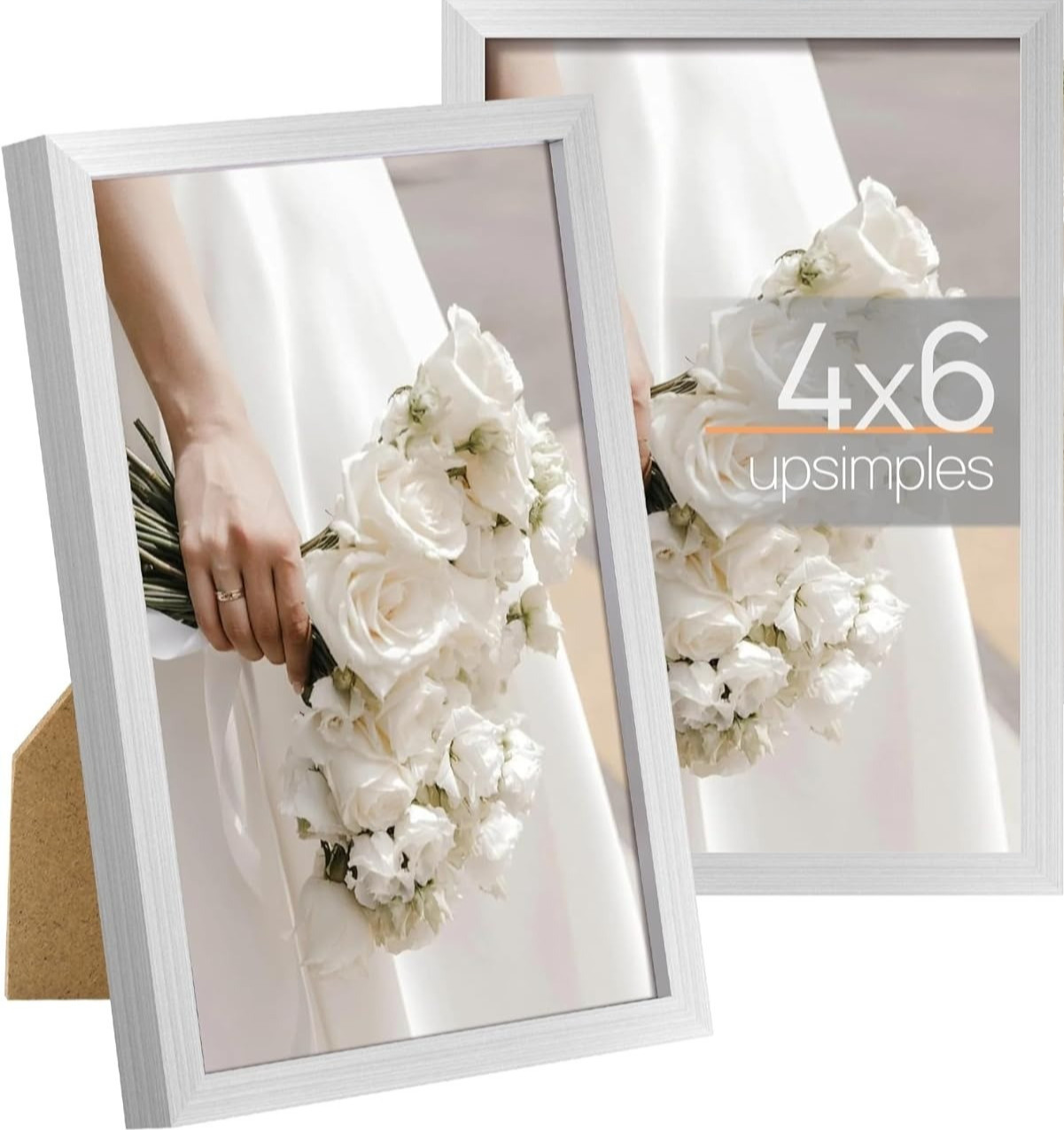 upsimples 4x6 Picture Frame, High Definition Glass for 4x6, Silver, Set of 2