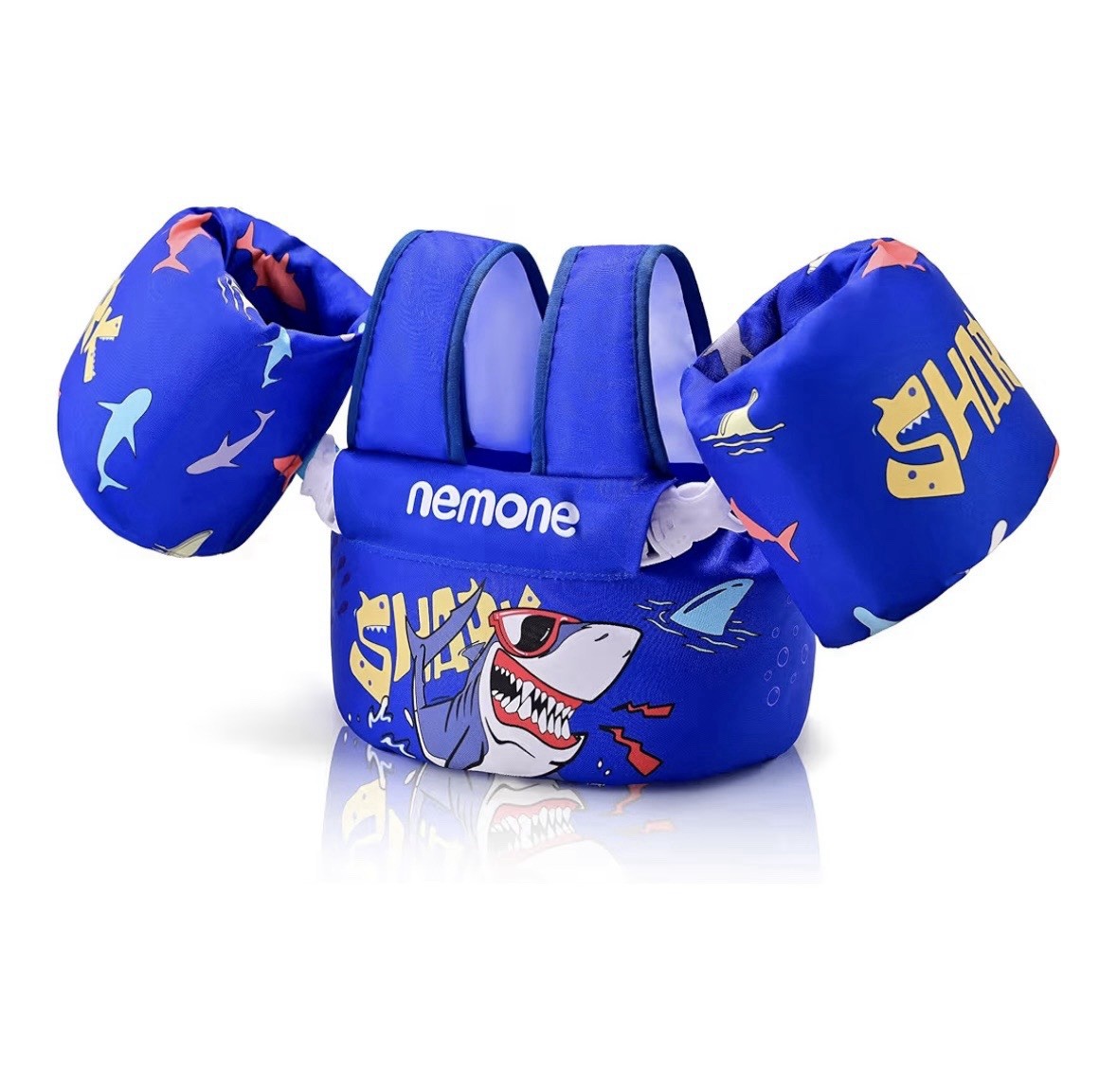 NEW NEMONE Toddler Shark Swim Vest w/Detachable Arm Wings 22-70 lbs Ages 2-7