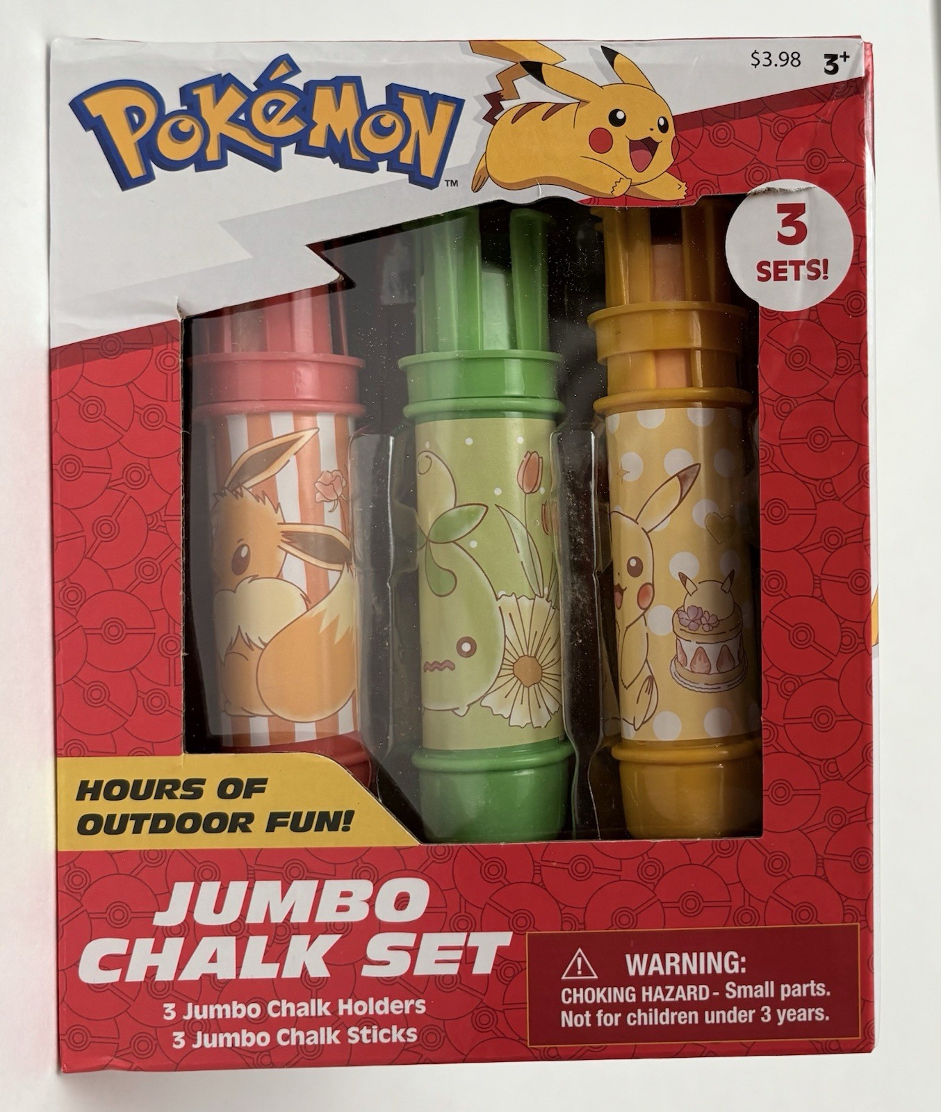 2025 POKEMON Jumbo Chalk Set of 3 Pikachu Evee Chalk Sticks with Holders
