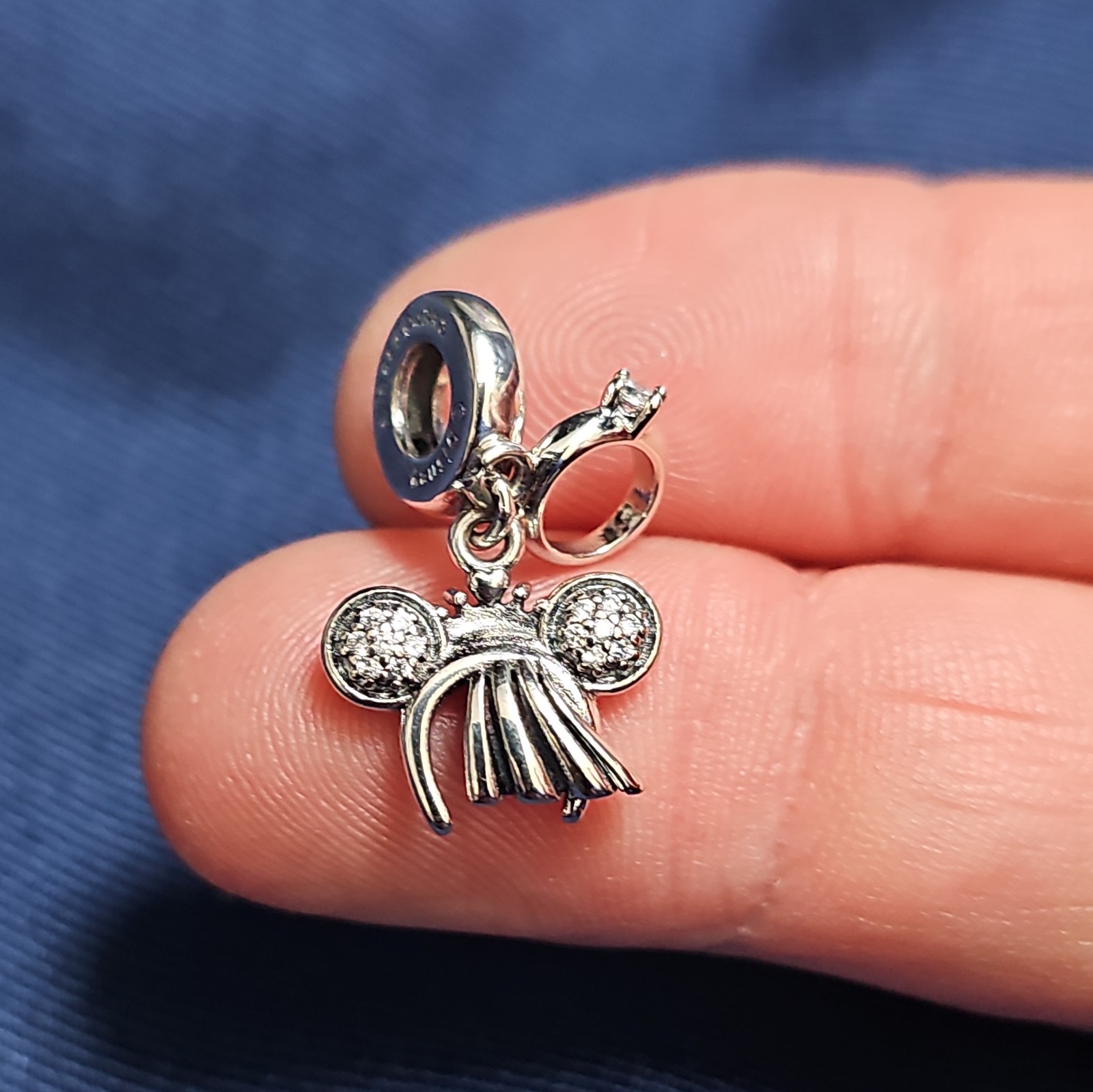 Pandora Disney Parks Minnie Mouse Bride Ring & Headband Dangle Charm