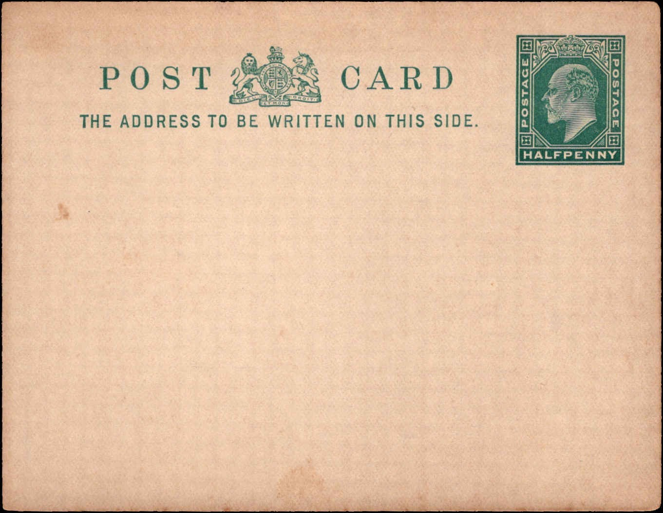 GB Edward VII Halfpenny Postal Card Unused Green Stationery