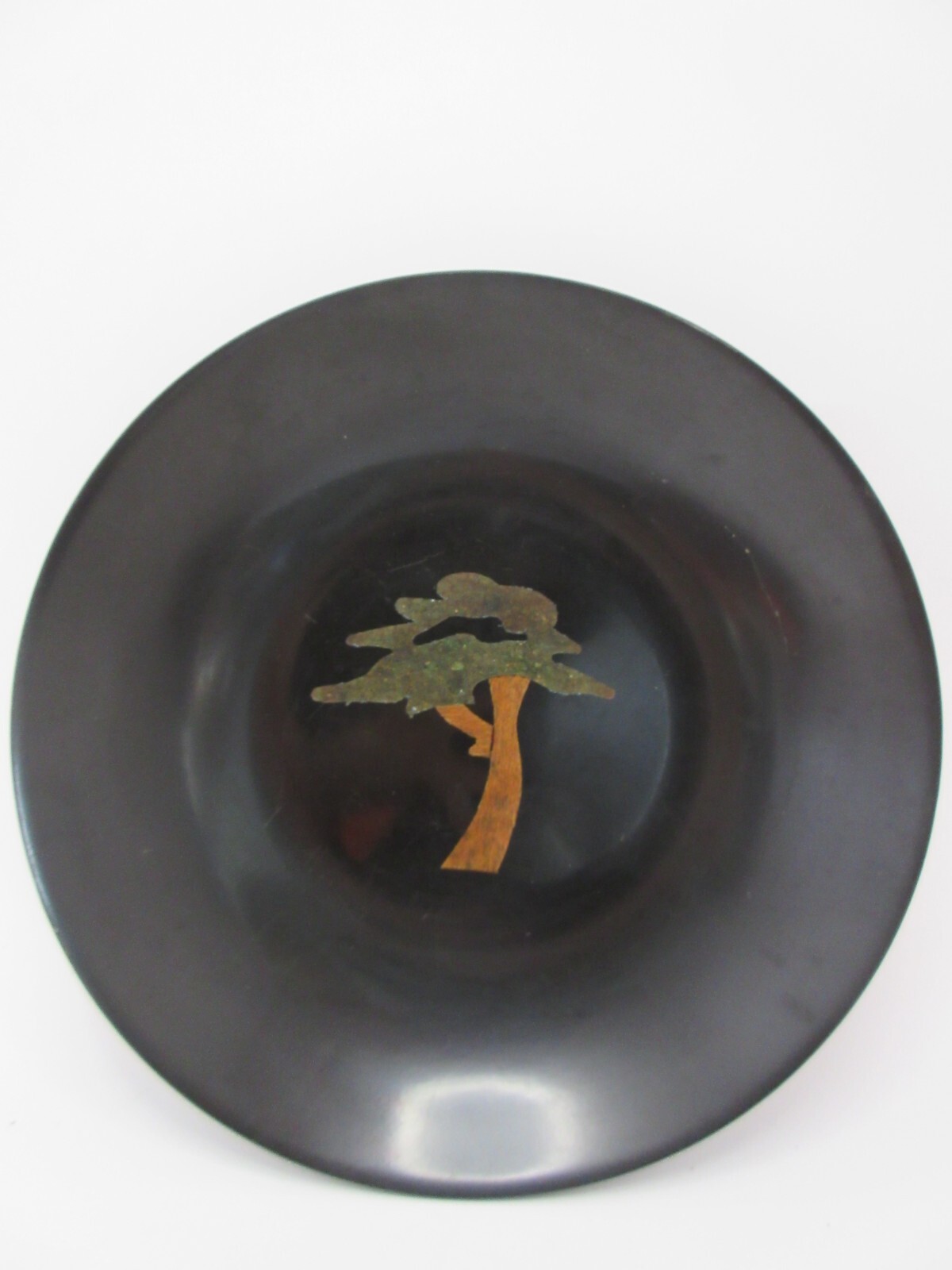 Old Vintage MCM Mid Century Couroc Monterey Cypress 1966 Black Bowl