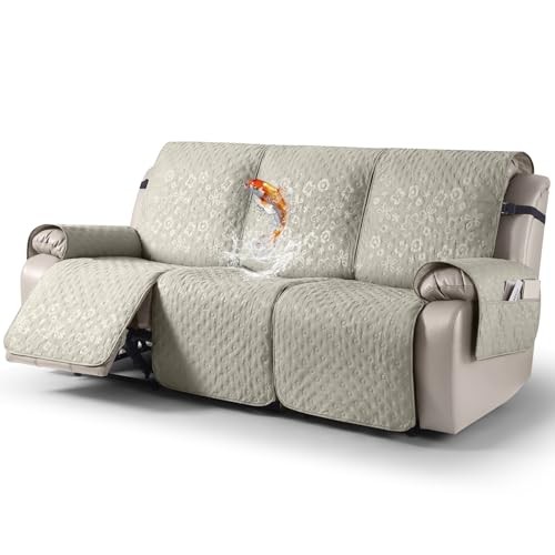  100% Waterproof Recliner Sofa Covers, Couch Covers with Non 3 Seater Beige