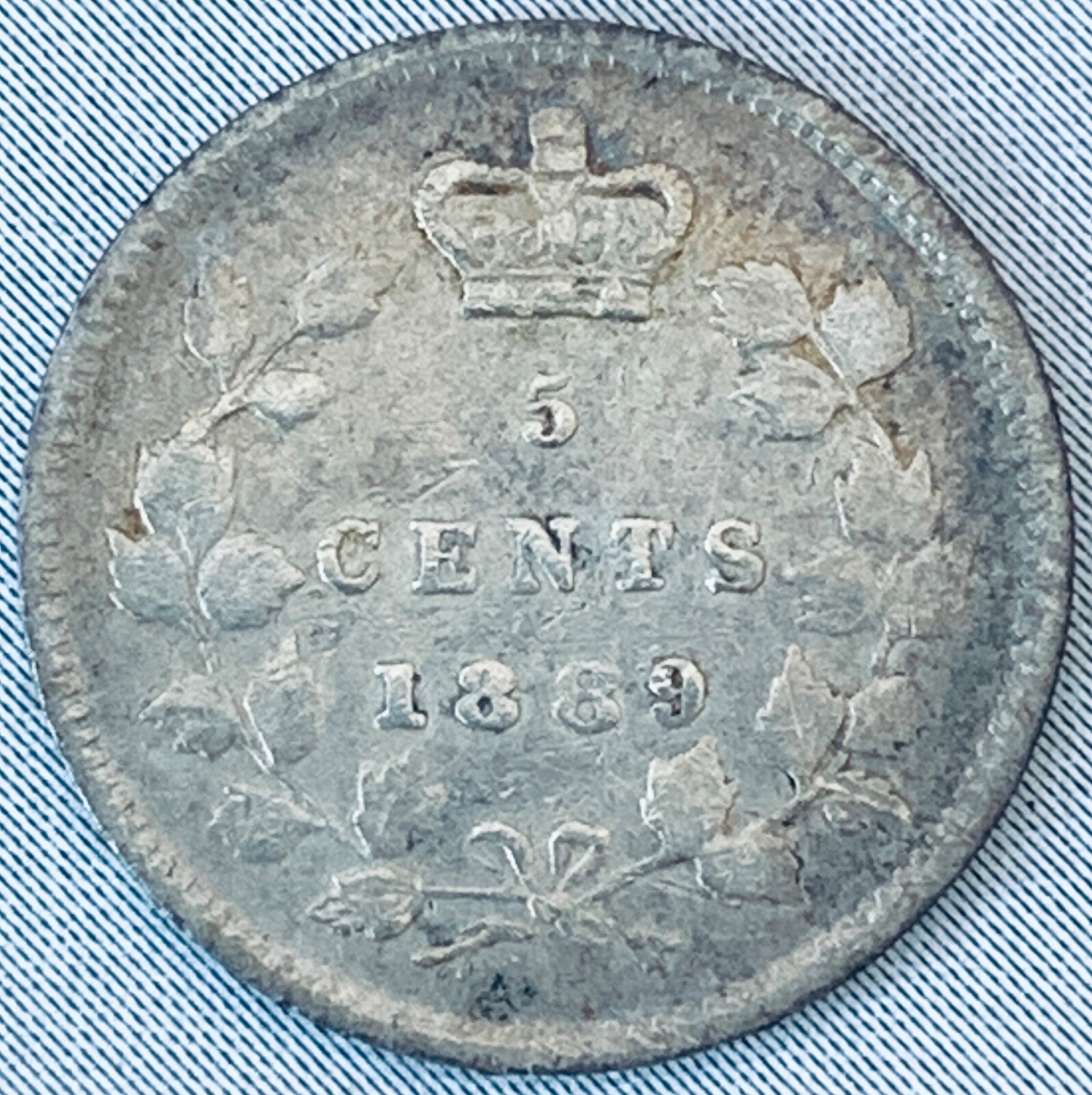 1889 Canada 5 cents Silver Coin Victoria
