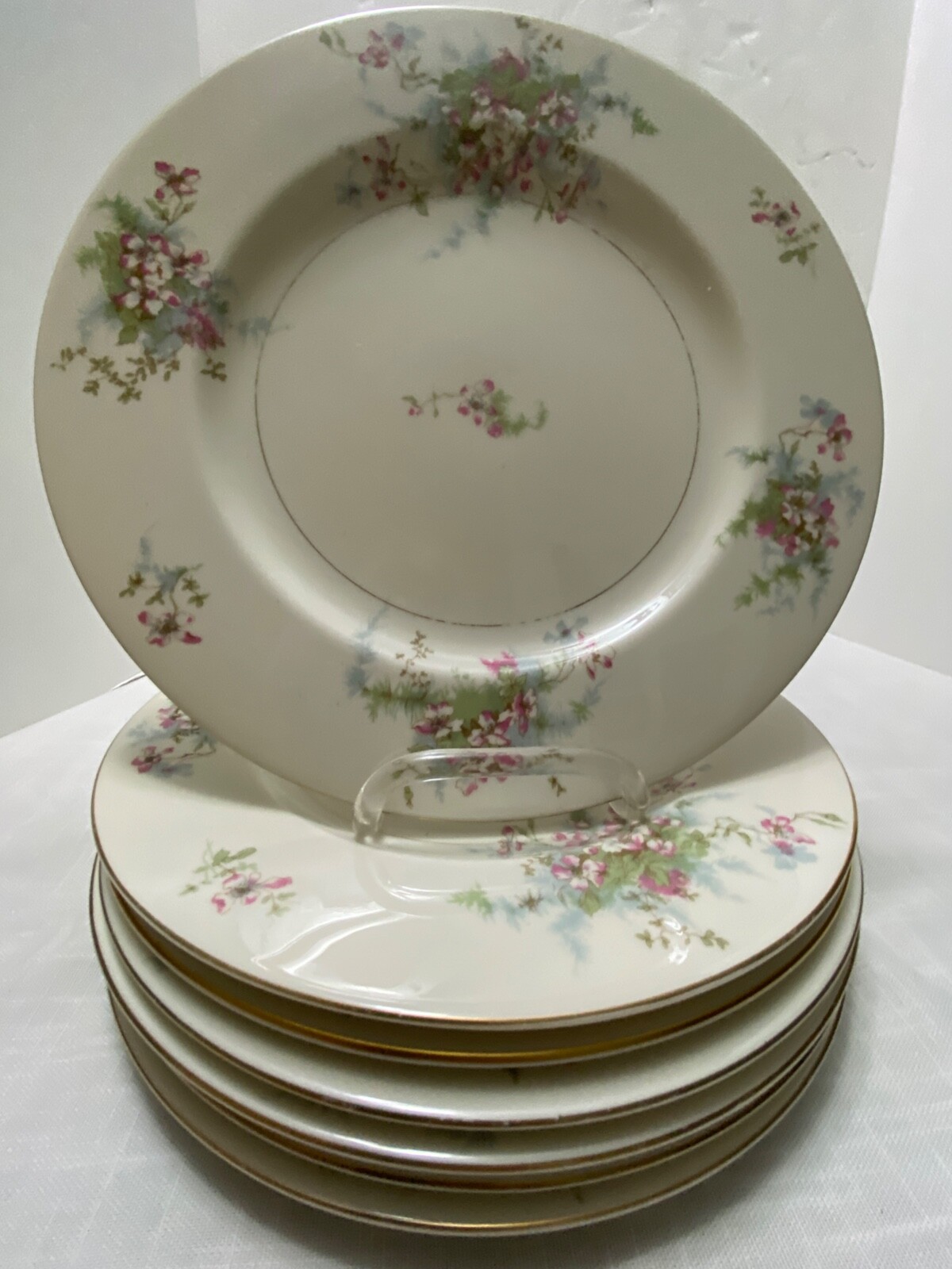 7 Theodore Haviland APPLE BLOSSOM 10 3/4" DINNER PLATES  USA Vintage